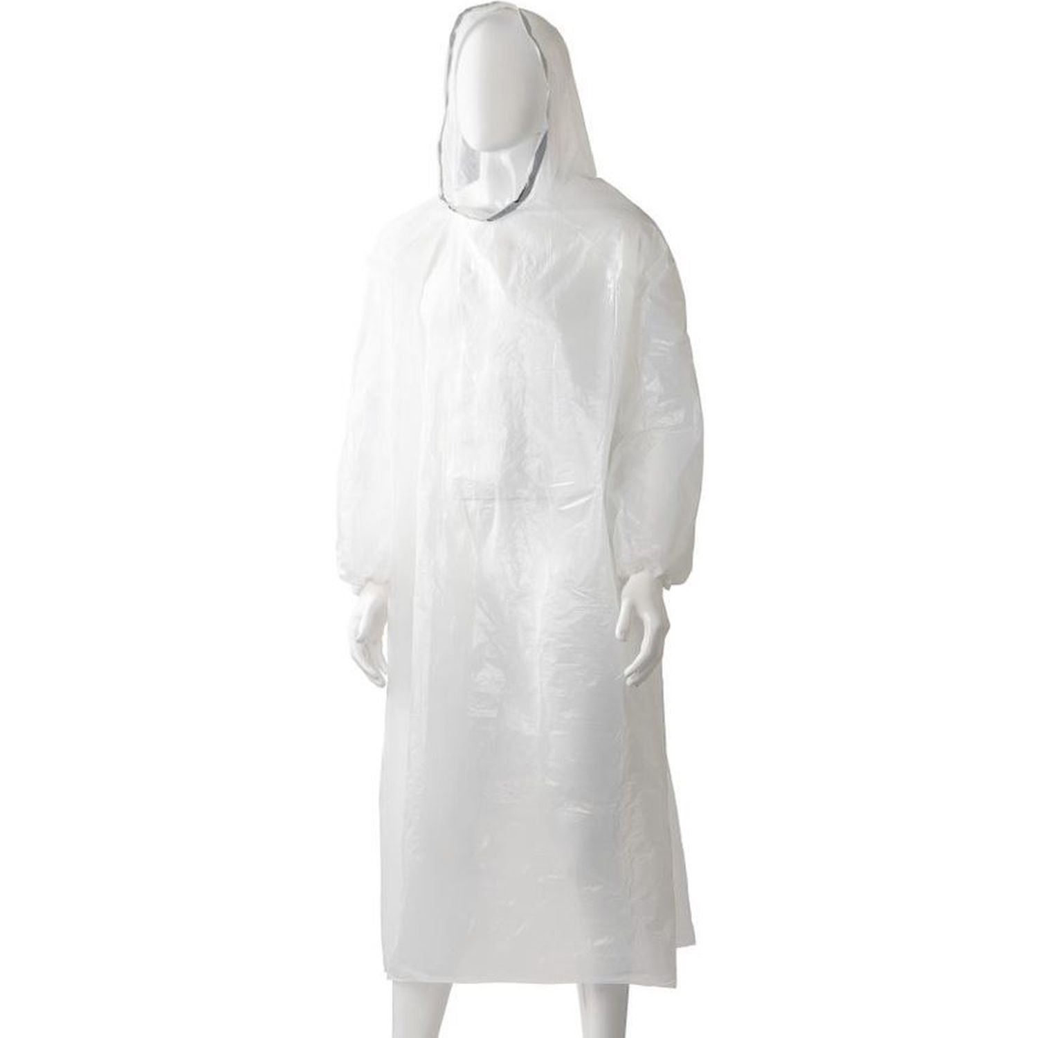 Polyethylene Hooded Poncho White Ctn 96