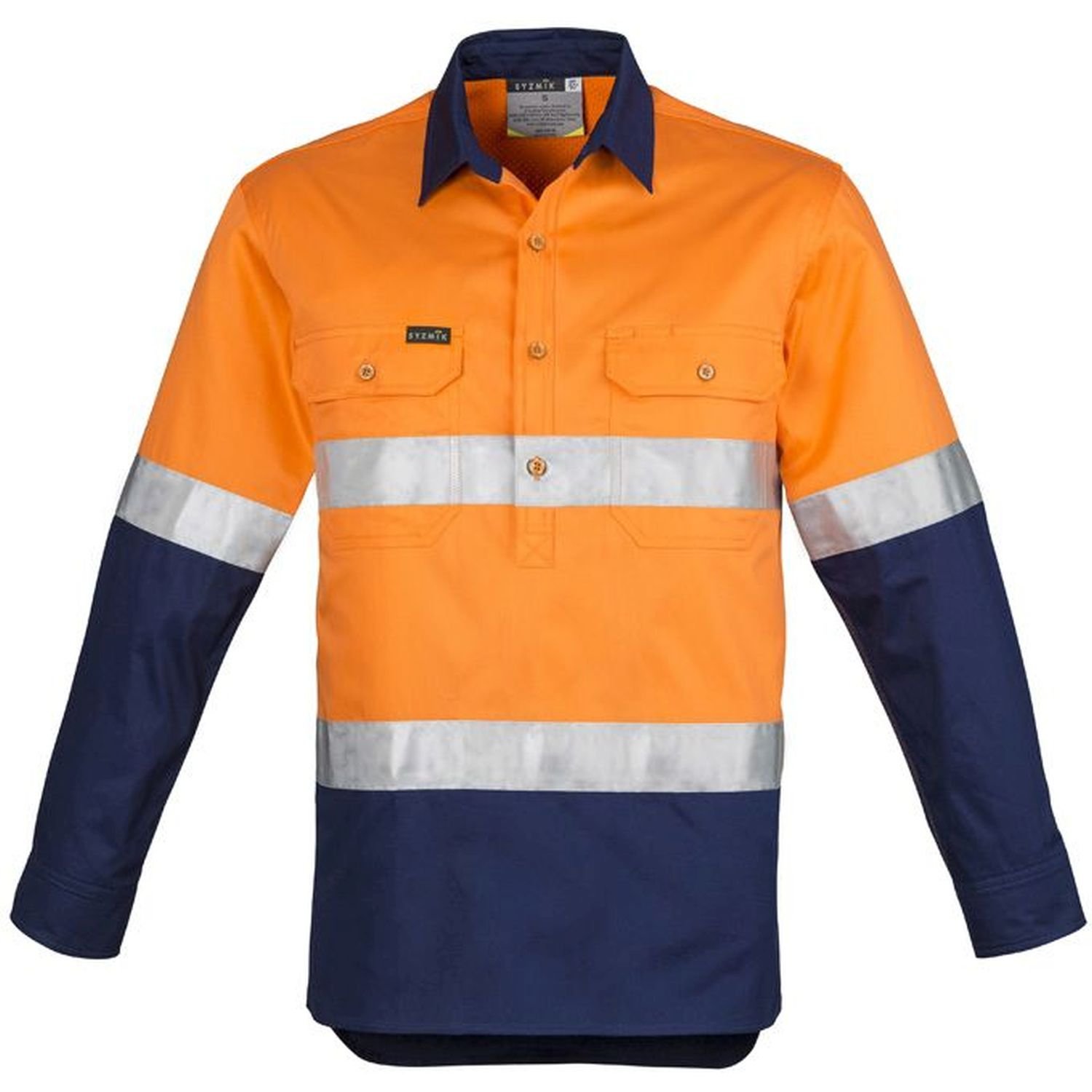 Syzmik Hi Vis Day/Night Closed Front Long Sleeve Shirt 170gsm
