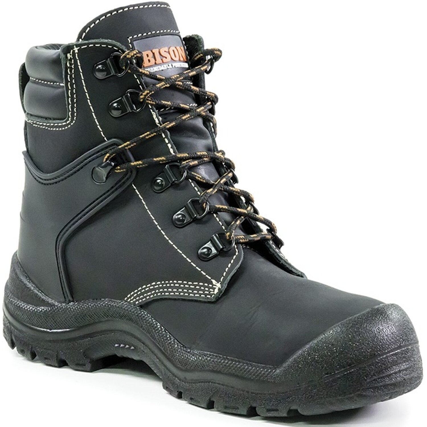 Bison Wolf Steel Toe Lace Up Safety Boot c/w Scuff Cap Black ...