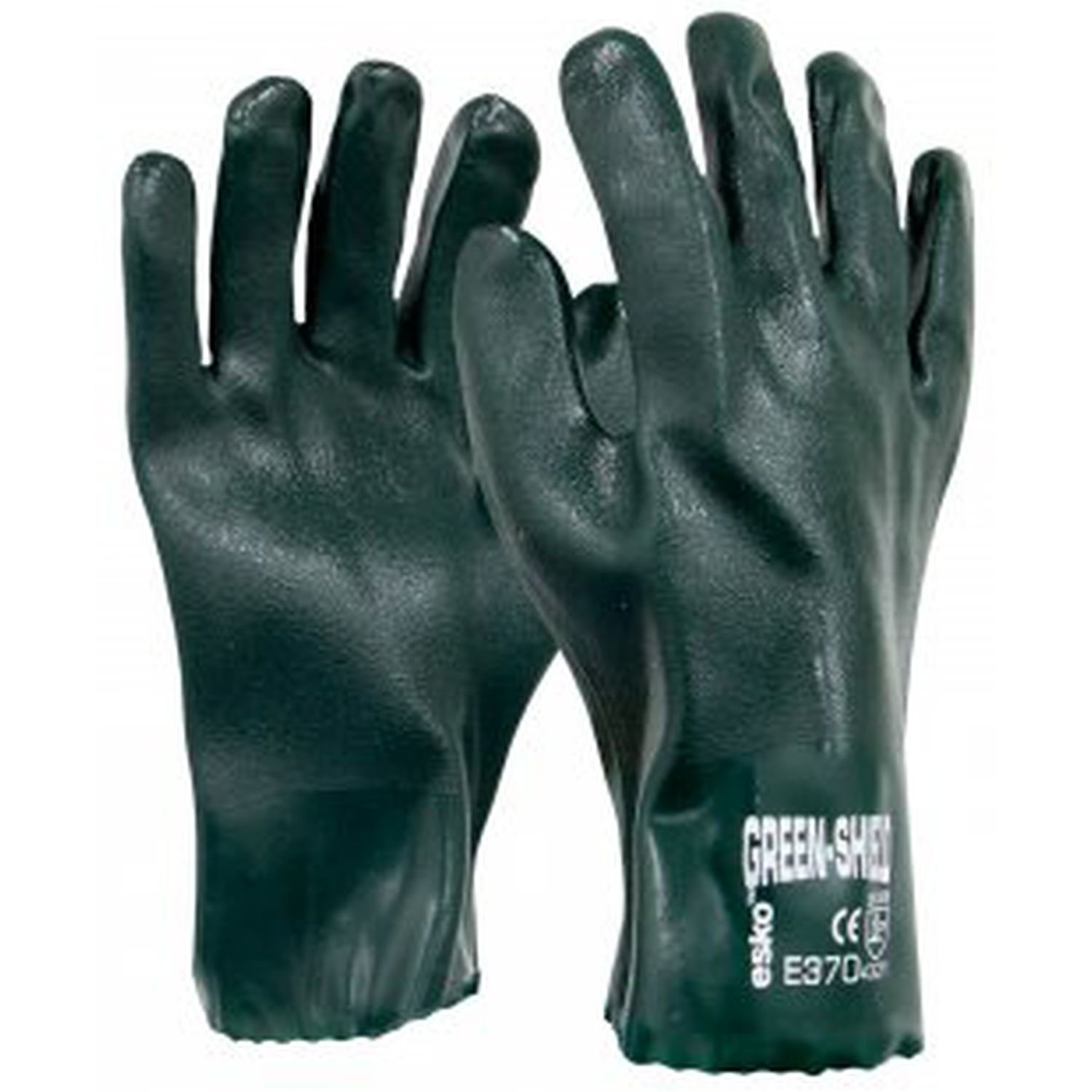 Green Shield PVC Double Dipped 27cm Gauntlet Sandy Finish Gloves Carton 72