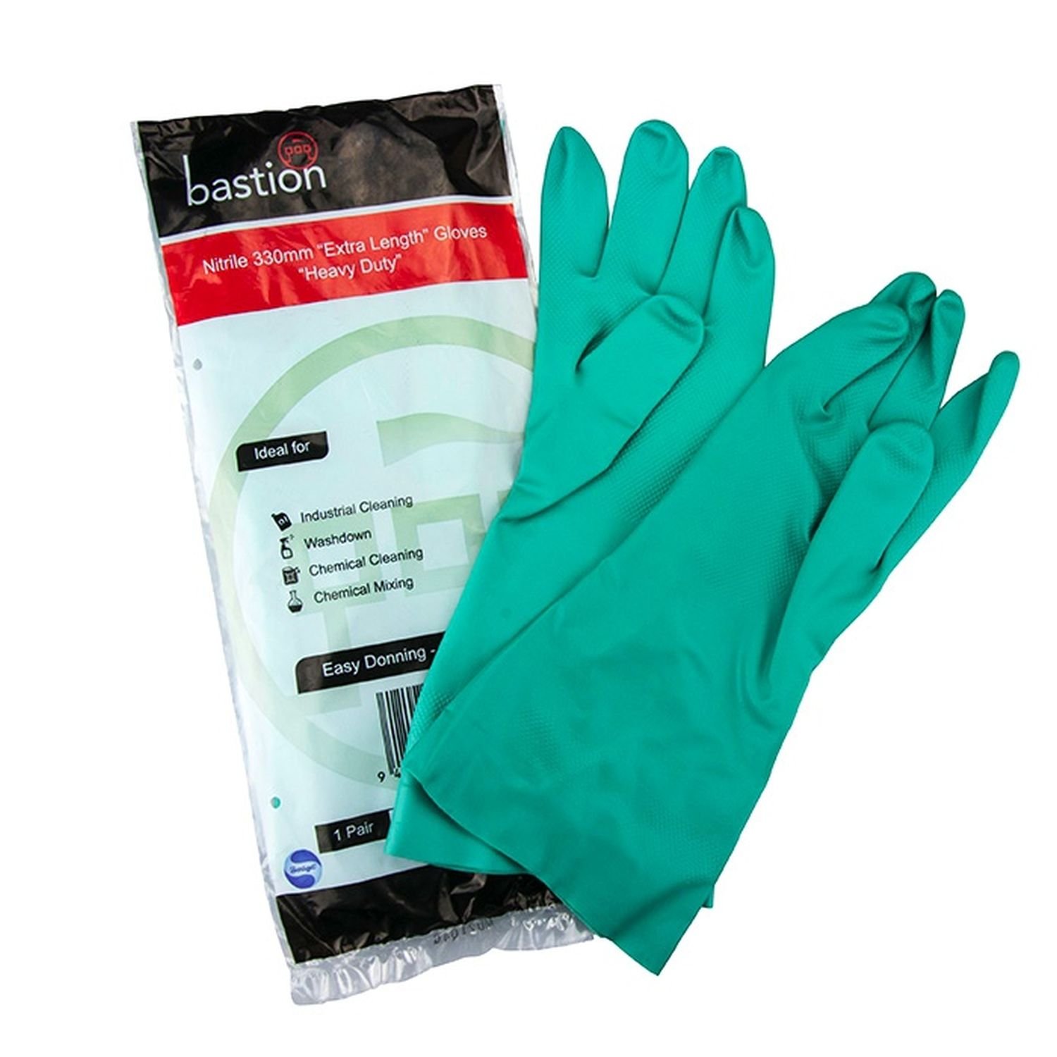 Nitrile Green Flocklined Gloves Pkt 12 Size M