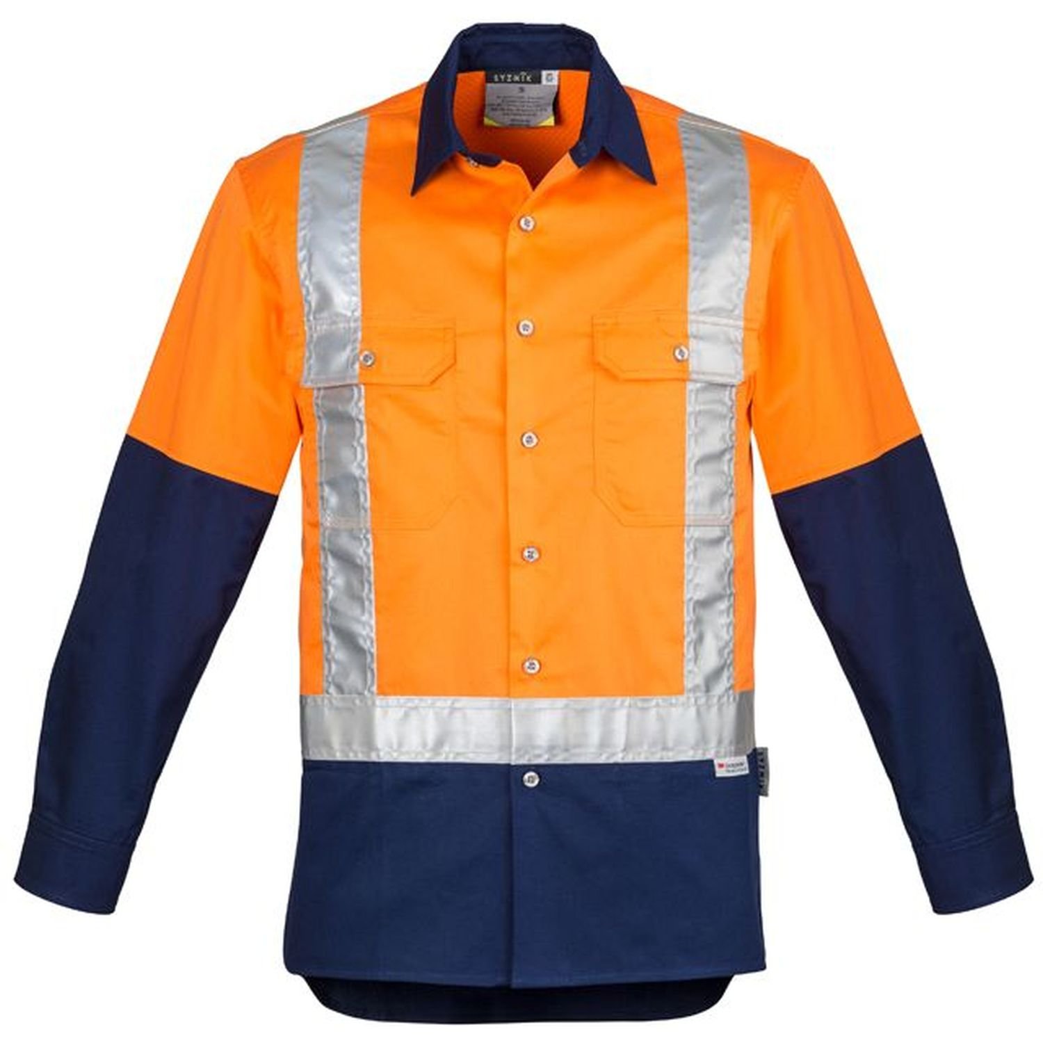 Syzmik Hi Vis Day/Night H Pattern Long Sleeve Cotton Shirt 170gsm